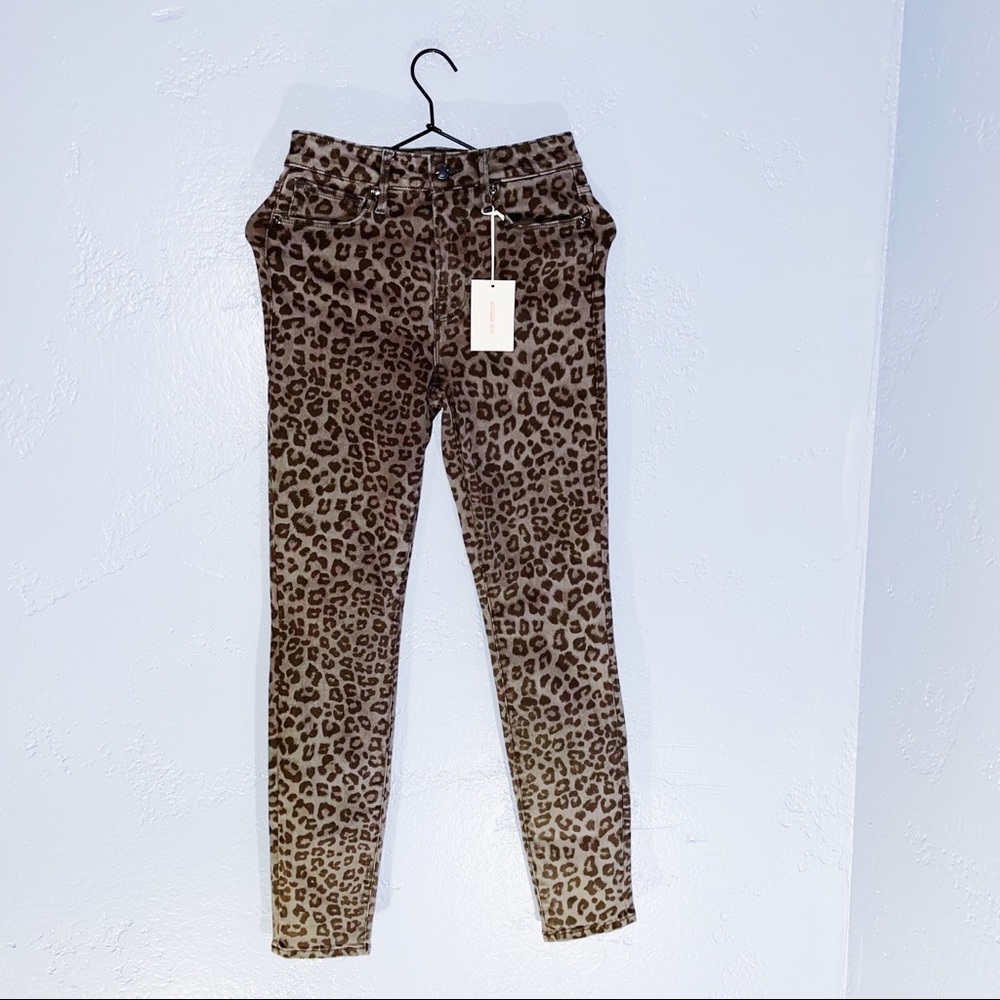 GOOD AMERICAN High Waisted Leopard Skinny Jeans 26